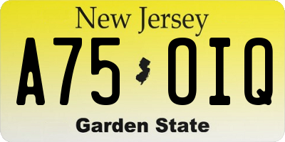 NJ license plate A75OIQ