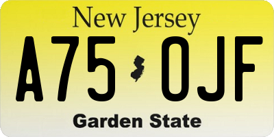 NJ license plate A75OJF