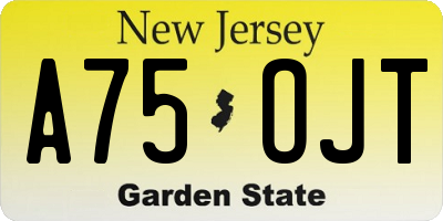 NJ license plate A75OJT