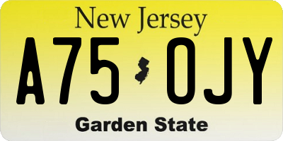 NJ license plate A75OJY