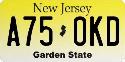 NJ license plate A75OKD