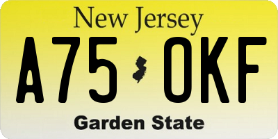 NJ license plate A75OKF