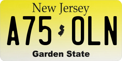 NJ license plate A75OLN