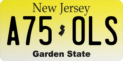 NJ license plate A75OLS