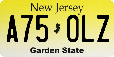 NJ license plate A75OLZ