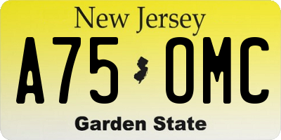 NJ license plate A75OMC