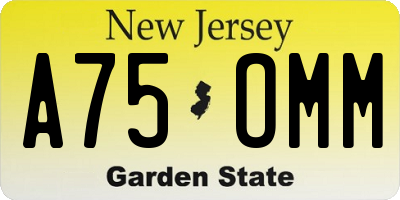NJ license plate A75OMM