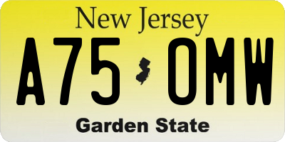 NJ license plate A75OMW