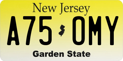 NJ license plate A75OMY
