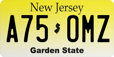 NJ license plate A75OMZ