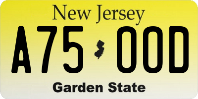 NJ license plate A75OOD
