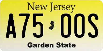 NJ license plate A75OOS
