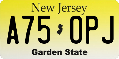 NJ license plate A75OPJ