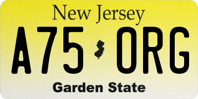 NJ license plate A75ORG