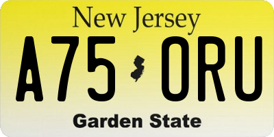 NJ license plate A75ORU