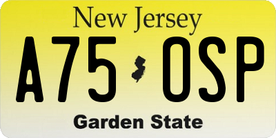 NJ license plate A75OSP