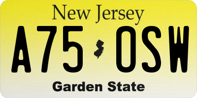 NJ license plate A75OSW