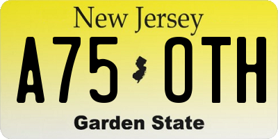 NJ license plate A75OTH