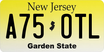 NJ license plate A75OTL