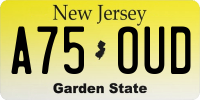 NJ license plate A75OUD