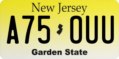 NJ license plate A75OUU