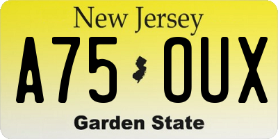 NJ license plate A75OUX