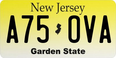 NJ license plate A75OVA