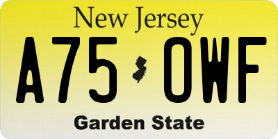 NJ license plate A75OWF
