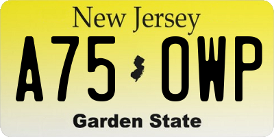 NJ license plate A75OWP