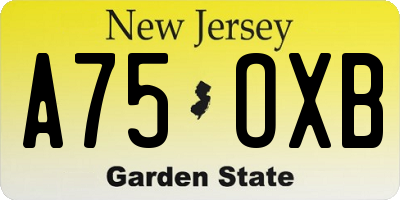 NJ license plate A75OXB