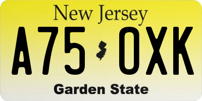 NJ license plate A75OXK