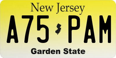 NJ license plate A75PAM