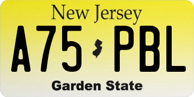 NJ license plate A75PBL
