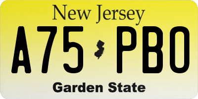 NJ license plate A75PBO