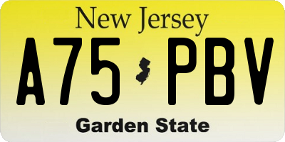 NJ license plate A75PBV