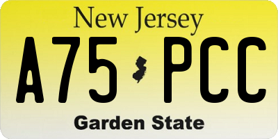 NJ license plate A75PCC