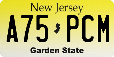 NJ license plate A75PCM