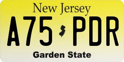 NJ license plate A75PDR
