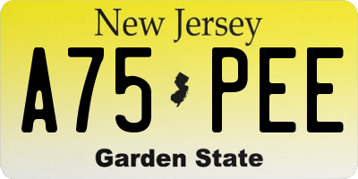 NJ license plate A75PEE
