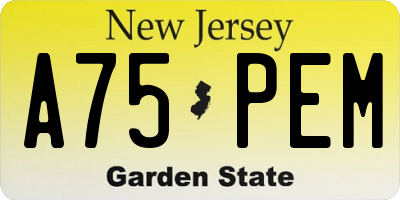 NJ license plate A75PEM