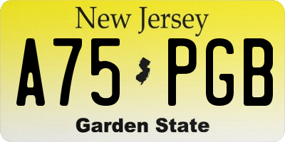 NJ license plate A75PGB