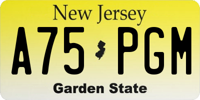 NJ license plate A75PGM