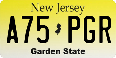 NJ license plate A75PGR