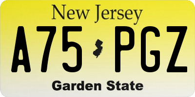 NJ license plate A75PGZ