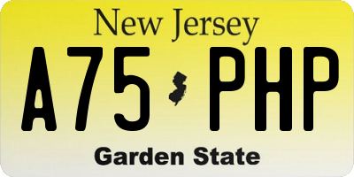 NJ license plate A75PHP