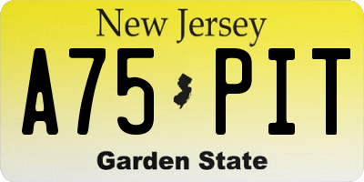 NJ license plate A75PIT