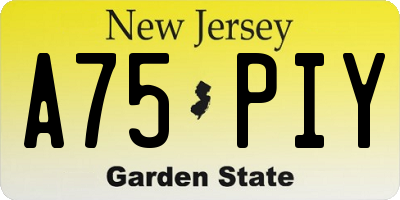 NJ license plate A75PIY