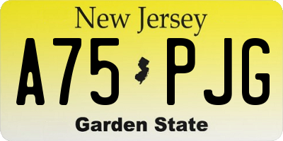 NJ license plate A75PJG