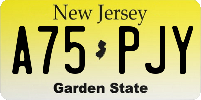 NJ license plate A75PJY