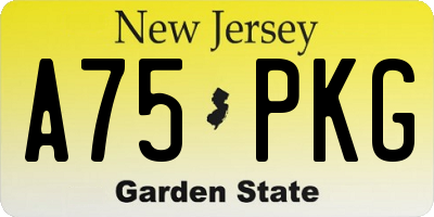 NJ license plate A75PKG